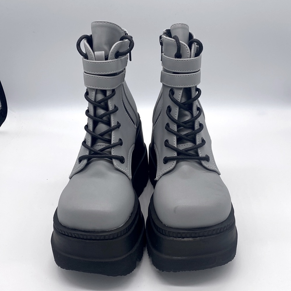 Demonia, Gray, Shaker, Combat Boots, Size 6